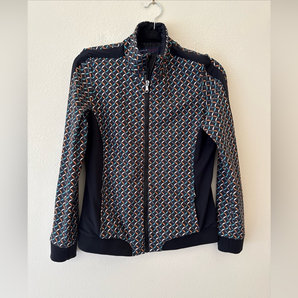 NWOT LOHLA SPORT LOS Angeles zip, lined geometric golf, sport, jacket